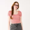 Juniors' SO® Cropped Striped Baby Tee
