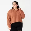 Juniors' Plus Size SO® Polo Pullover Sweater 2 Juniors' Plus Size SO® Polo Pullover Sweater -SO Juniors Fashion Clothing 5653768 Cinnamon Brown