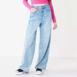 Juniors' SO® Super High-Rise Wide Leg Jeans