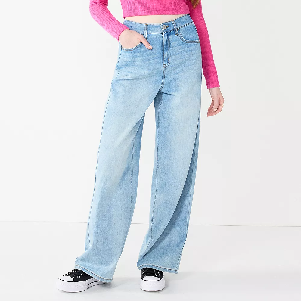 Juniors' SO® Super High-Rise Wide Leg Jeans