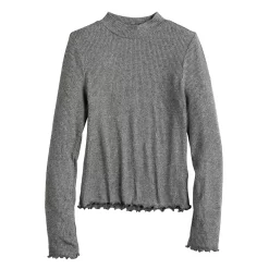 Girls 6-20 SO® Cozy Mockneck Lettuce Edge Tee In Regular & Plus Size