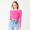 Juniors' SO® Cropped Shoulder Cutout Top -SO Juniors Fashion Clothing 5691525 Pink Theme