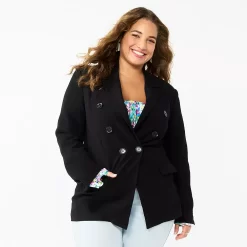 Juniors' Plus Size SO® Double Breasted Twill Blazer