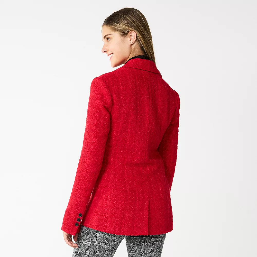 Juniors' SO® Tweed Double Breasted Blazer 4 Juniors' SO® Tweed Double Breasted Blazer - Image 2