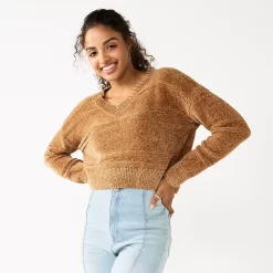 Juniors' SO® V-Neck Chenille Pullover Sweater