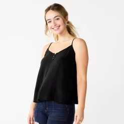 Juniors' SO® Button-Front Layering Tank