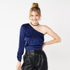 Juniors' SO® One-Shoulder Cropped Top