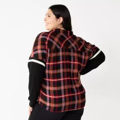 Juniors' Plus Size SO® Fashion Flannel Shirt -SO Juniors Fashion Clothing 5711970 ALT