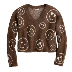 Juniors' SO® Printed V-Neck Pullover Sweater -SO Juniors Fashion Clothing 5726959 ALT5