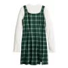 Girls 6-20 SO® Mock Neck Top & Plaid Shift Mini Dress Set In Regular & Plus -SO Juniors Fashion Clothing 5747508 Green Plaid