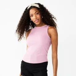 Juniors' SO® Ribbed High-Neck Tank