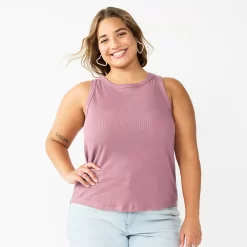 Juniors' Plus Size SO® Ribbed High-Neck Tank