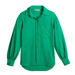 Juniors' SO® Oversized Textured Button Front Top -SO Juniors Fashion Clothing 5817274 ALT5