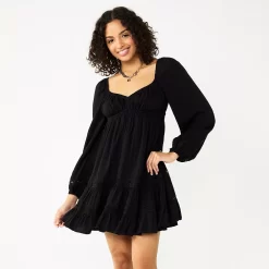 Juniors' SO® Lace Inset Tiered Skater Dress