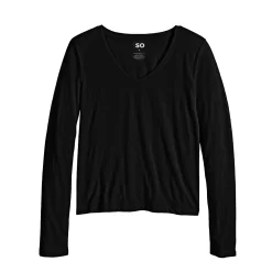 Juniors' SO® Essential V-Neck Long Sleeve Tee -SO Juniors Fashion Clothing 5830223 ALT5