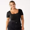 Juniors' Plus Size SO® Seamless Bodysuit -SO Juniors Fashion Clothing 5837350 Black Luxe