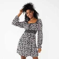 Juniors' SO® Ruffled Print Mini Dress