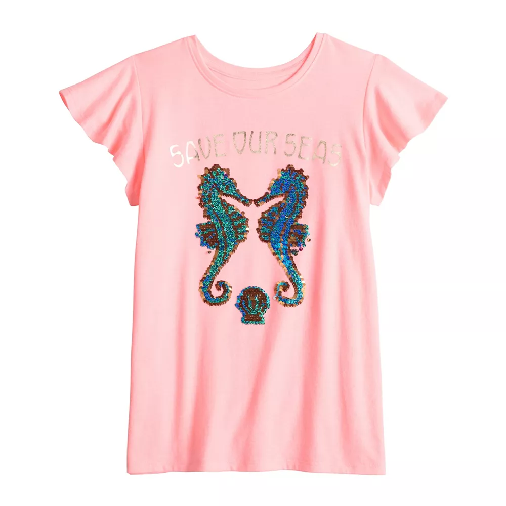 Girls 6-20 SO® Ruffle Sleeve Flip Sequin Graphic Tee In Regular & Plus Size 6 Girls 6-20 SO® Ruffle Sleeve Flip Sequin Graphic Tee In Regular & Plus Size - Image 4