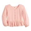 Girls 6-20 SO® Button Front Peplum Top In Regular & Plus Size -SO Juniors Fashion Clothing 5848095 Peach Check