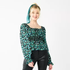 Juniors' SO® Squareneck Peplum Blouse