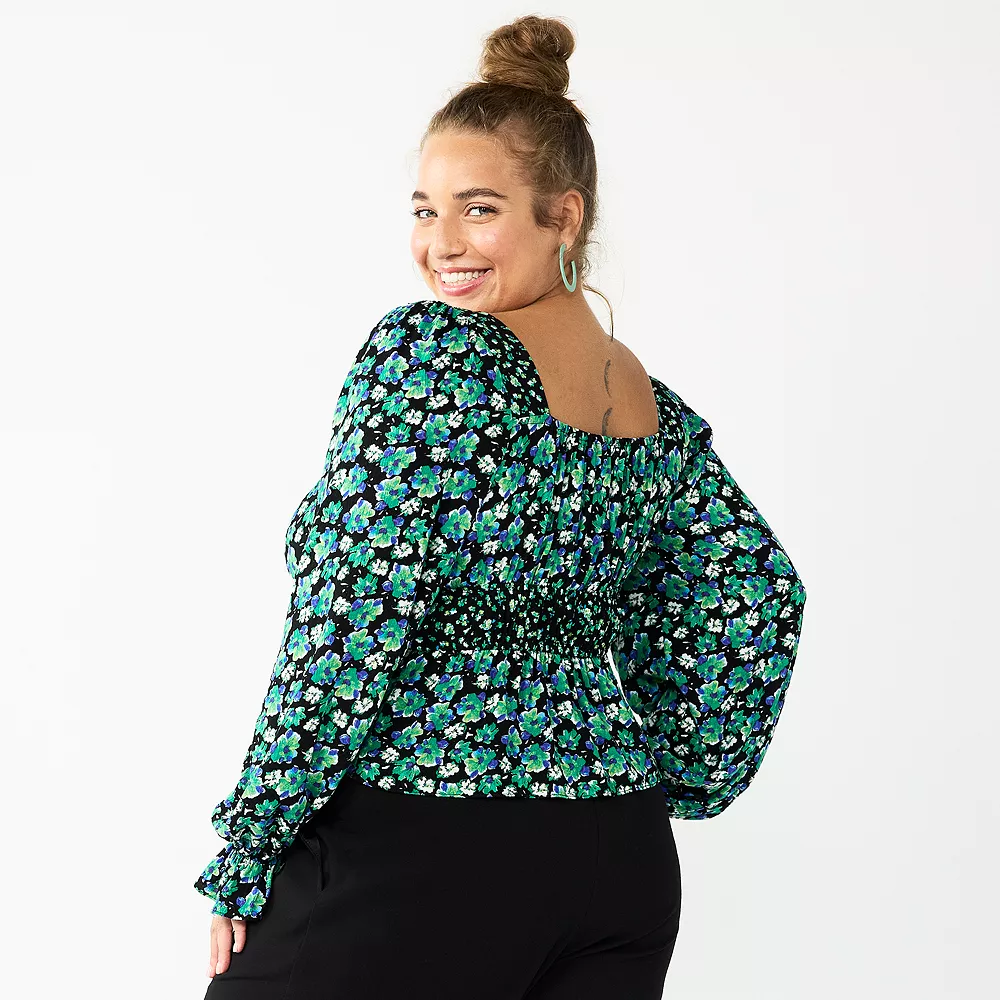 Juniors' Plus Size SO® Squareneck Peplum Blouse 4 Juniors' Plus Size SO® Squareneck Peplum Blouse - Image 2