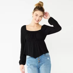 Juniors' SO® Solid Scarf Hem Top