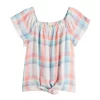 Girls 6-20 SO® Ruffle Sleeve Tie Front Top -SO Juniors Fashion Clothing 5864904 Multi Plaid