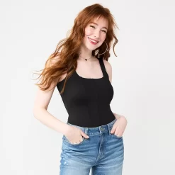 Juniors' SO® Seamed Contour Corset Bodysuit