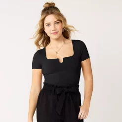 Juniors' SO® Notch Neck Contour Bodysuit