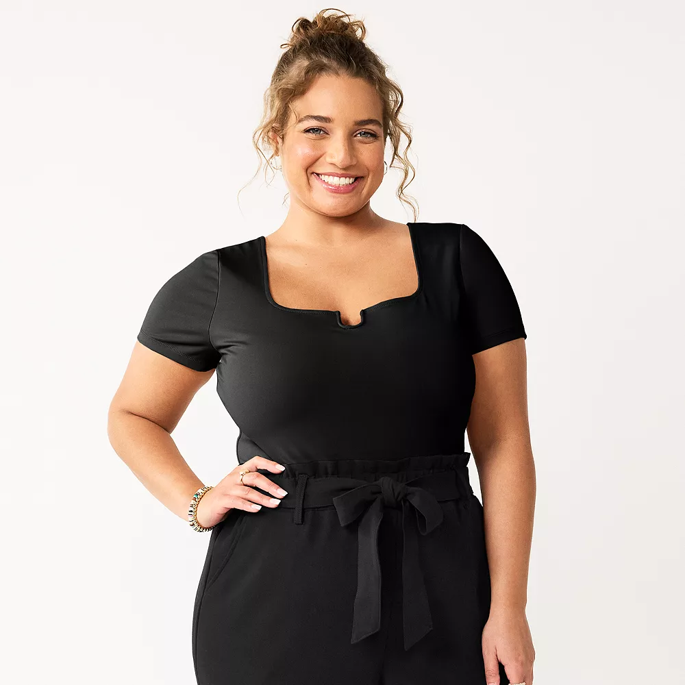 Juniors' Plus Size SO® Notch Front Contour Bodysuit 3 Juniors' Plus Size SO® Notch Front Contour Bodysuit