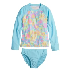 Girls 4-16 SO® Rash Guard Top & Bottoms Swimsuit Set