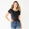 Juniors' SO® Cinch Front Tee 2 Juniors' SO® Cinch Front Tee -SO Juniors Fashion Clothing 5945085 Black Luxe