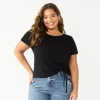 Juniors' Plus Size SO® Cinch Front Tee 2 Juniors' Plus Size SO® Cinch Front Tee -SO Juniors Fashion Clothing 5945086 Black Luxe