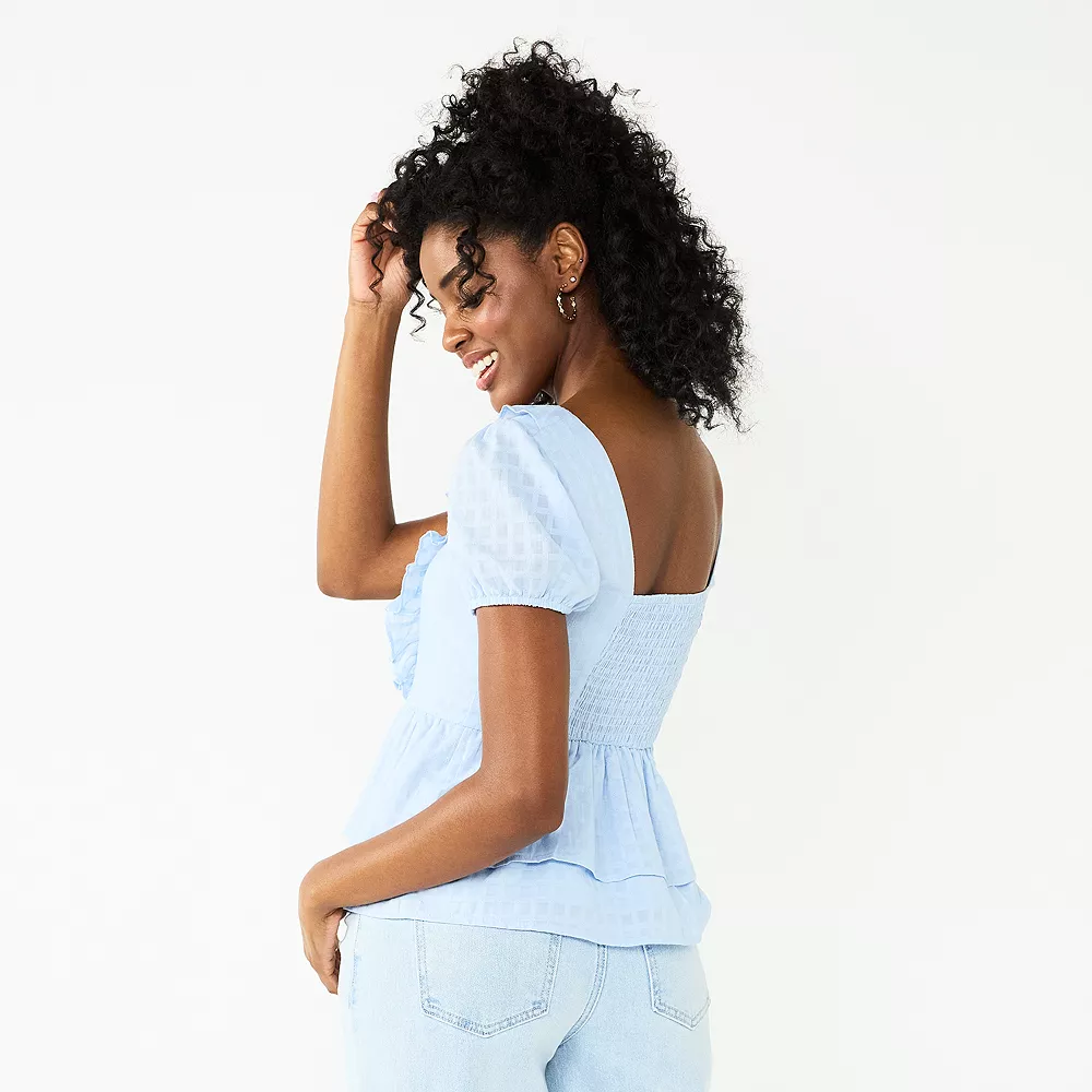 Juniors' SO® Ruffle Tiered Eyelet Blouse 4 Juniors' SO® Ruffle Tiered Eyelet Blouse - Image 2