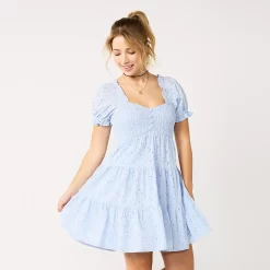 Juniors' SO® Smocked Tiered Mini Dress