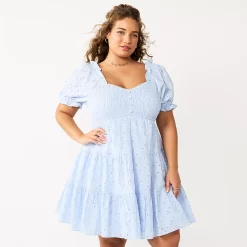 Juniors' Plus Size SO® Smocked Tiered Mini Dress