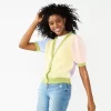 Juniors' SO® Color Block Cropped Sweater Cardigan -SO Juniors Fashion Clothing 5961790 Pastel Color Block