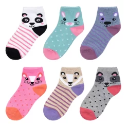 Girls SO® 6-Pack Patterned Ankle Sock